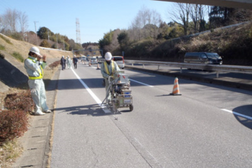 外房有料道路（ハードライン試験施工）施工中